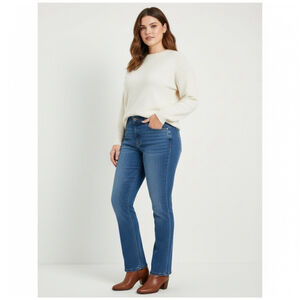 Jones New York Medium Wash Skinny Boot Cut Flare High Waist Stretch Denim Sz 14